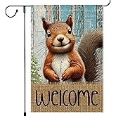 Spring Summer Garden Flag Welcome Garden Flags 12x18 inch Double Sided Small Burlap Squirrel Decor Yard Lawn Outdoor Home Decoratio