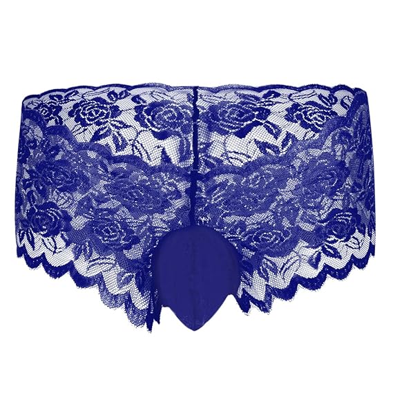 IWEMEK Männer Spitzen Unterwäsche Sissy Herren Spitze Slips G-Strings Tanga Erotik Dessous Unterhose Briefs Herren Strumpfban