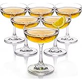 UMEIED 6pcs Crystal Coupe Glasses Set, 7 Ounce Premium Crystal Cear Classic Cocktail Glasses for Martini, Bars, Cosmopolitan, Manhattan, Gimlet, Pisco Sour