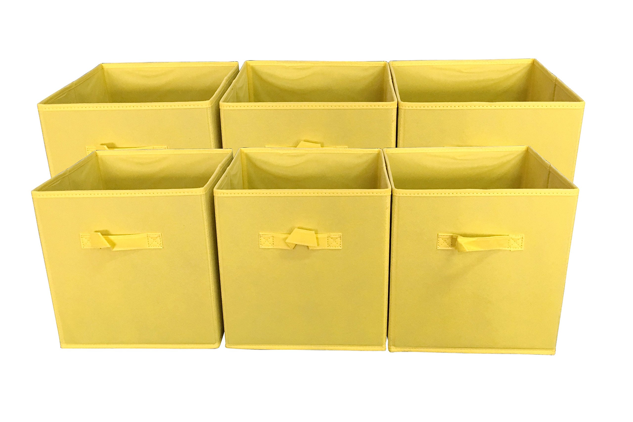 Sodynee Foldable Cloth Storage Cube Basket Bins Organizer Containers Drawers, 6 Pack, Yellow