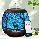 Essential Oil Diffuser for Bedroom,Diffusers for Home with Remote Control,Cool Mist Humidifier Large Room，Ultrasonic Scent Diffuser Waterless Auto Off,7 Colors Light &amp; 3 Mist Modes for Desk Deer