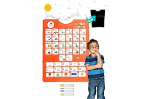 LEADING TOTS Interactive ABC Learn and Play Chart, ABC Learning for Toddlers, Electronic Alphabet Poster, ABC Wall Chart, ABC Poster for Toddlers Wall, Phonics Talking Poster Double Sided