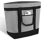 CIVJET Insulated Reusable Tote Bag for Grocery Shopping for Women, Insulated Pizza/Food Delivery Bag to Keep Food Cold/Hot, Waterproof PRO, Grey, 1PK
