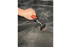 4-Stage Manual Knife Sharpener, Red and Black, Ergonomic Handle, Kitchen Tool