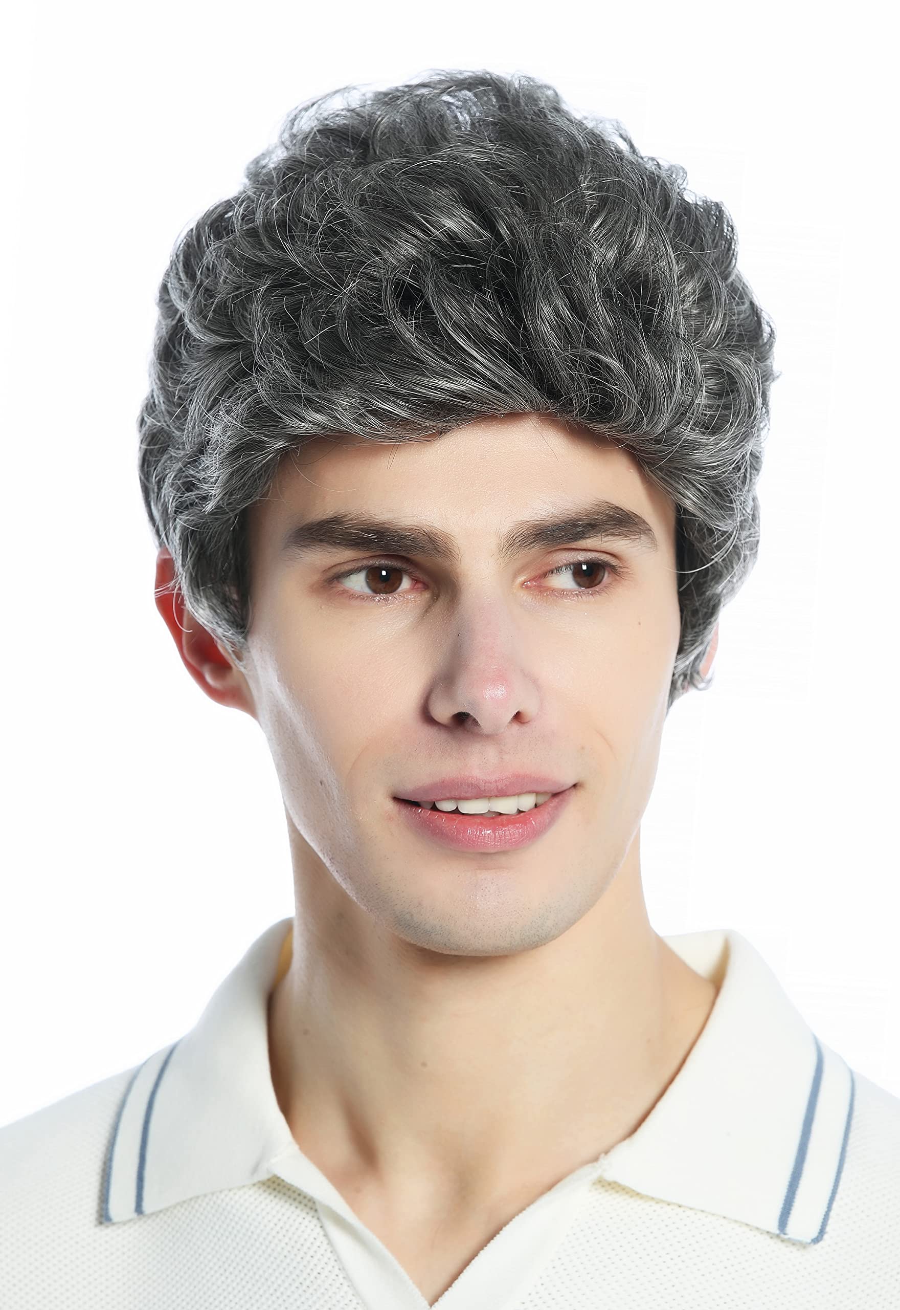 WIG ME UP - DW1333A-44 Wig Men Women unisex quiff short slightly waved dense dark grey mix
