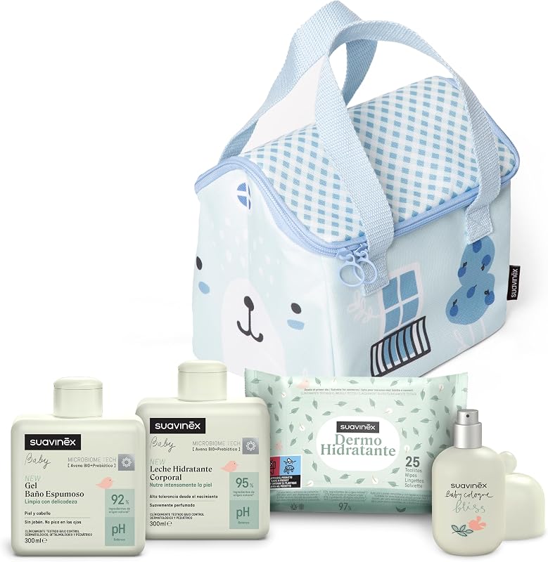 , Cesta de Presentes para Recém-Nascidos + Cosméticos Pediátricos, Azul