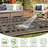 SHACOS Outdoor Rug 270x360 cm Waterproof Reversible Patio Rug Black view 7