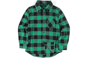 Spring&Gege Boys Casual Long Sleeve Plaid Flannel Button Down Shirt for Children (2-14 Years)