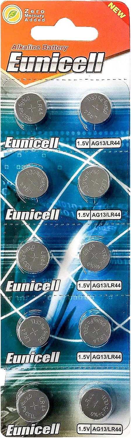 20 x Eunicell AG13 LR44 Button Cells Batteries - A76 L1154 SR44 G13 357 - 1.5V, Silver, LR521