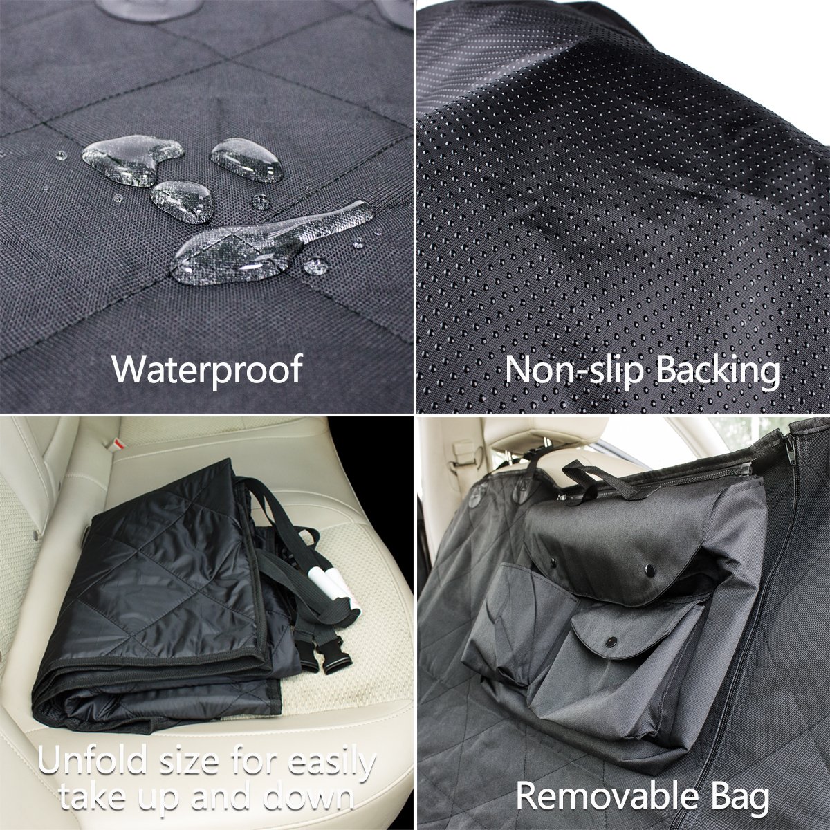 Hundedecke für Auto Rückbank, Morpilot Autoschondecke+ Seitenschutz, 2 Taschen, Teilbare Hunde Sitzauflage wasserdicht waschbar mit Autositzgurt,Super Weich, Ideal für für alle gängigen Automodelle