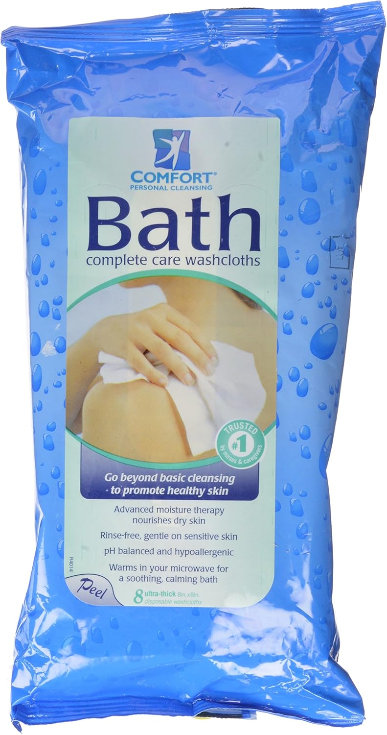 Comfort Bath! Personal Cleansing, UltraThick Disposable Washcloths, 8