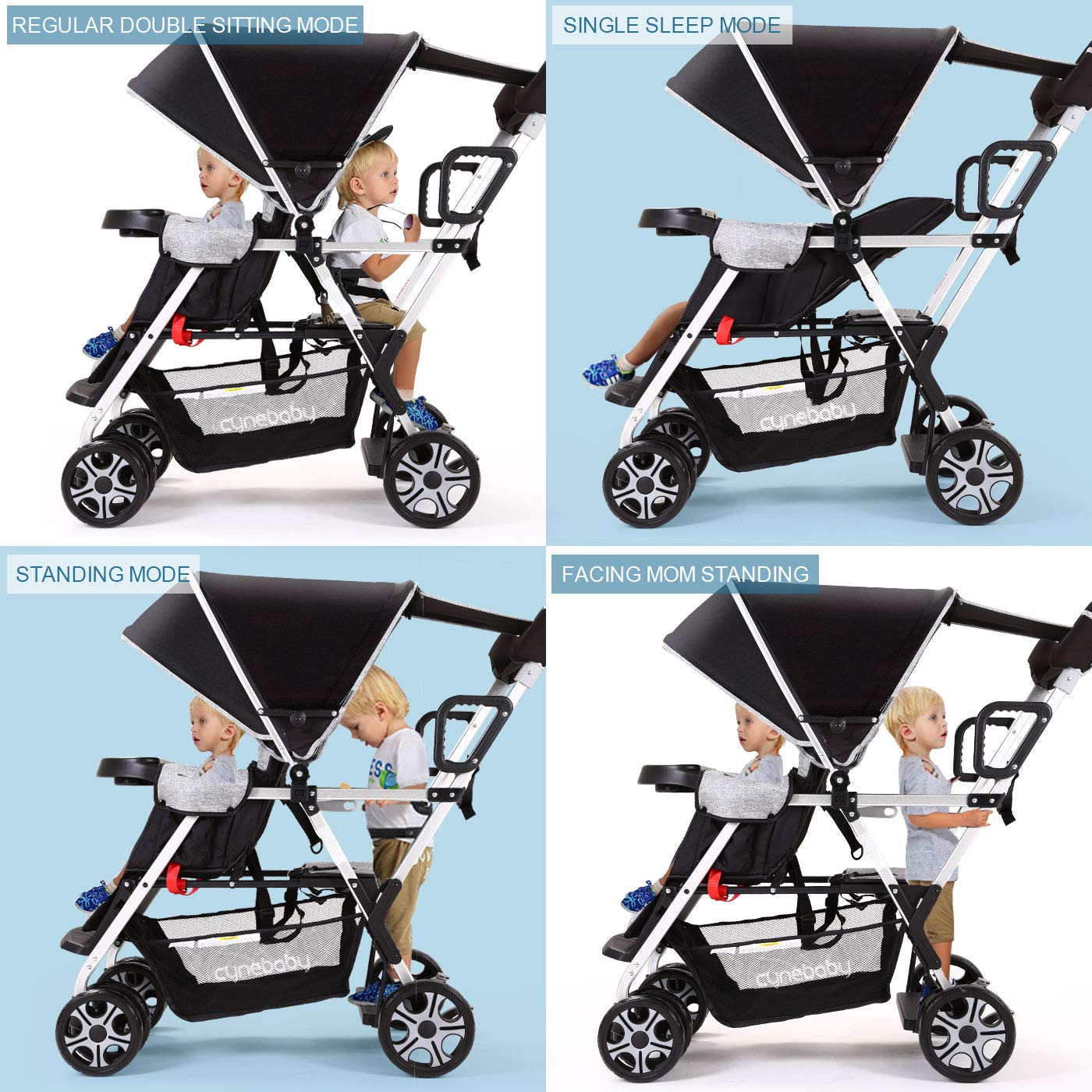 double stroller facing mom