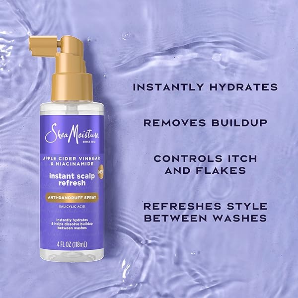 SHEAMOISTURE INSTANT SCALP REFRESH ANTI-DANDRUFF SPRAY WITH SALICYLIC ACID AND SCALP REPAIR TECHNOLOGY HYDRATES DRY SCALP, REMOVES BUILDUP AND CONTROLS ITCH AND FLAKES 4 FL OZ