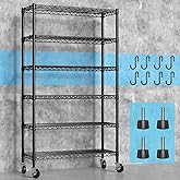 Hodonas 2300LBS Wire Shelving Unit, 36"W x 14"D x 75"H Metal Standing Shelf Units with Wheels / Leveling Feet, 6 Tier, Adjustable, Heavy Duty, and NSF Storage Shelves, Rolling Metal Shelving Wire Rack