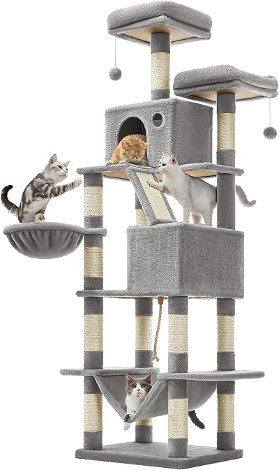 Feandrea Cat Tree 206 cm Large Tall Cat Tower with 13 Scratching Posts