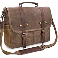 Vintage Genuine Leather Messenger Bag - Large Satchel Briefcase For Laptop, Brown, Medium Size