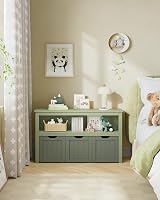 VASAGLE Toy Storage Unit With Wheels Laurel Green 3 Drawers 60 cm High view 2