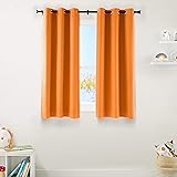 Amazon Basics Kids Room Darkening Blackout Window Curtain Set with Grommets - 42" x 63", Bright Orange