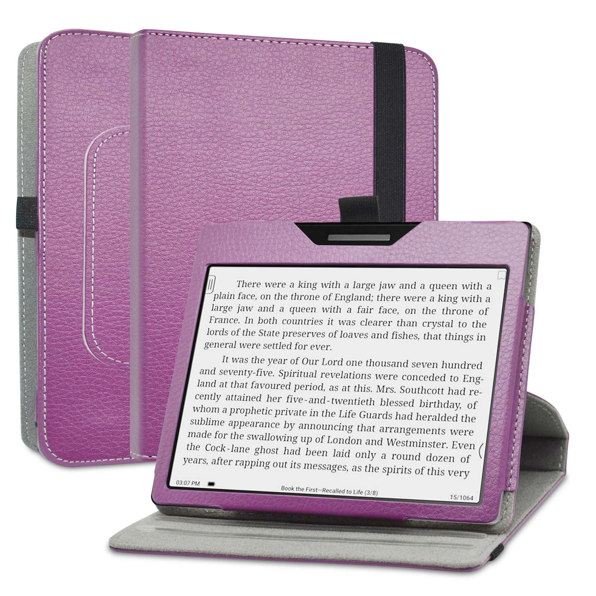 MAMA MOUTH Compatible with BOOX Page Rotation Case,360 Degree Rotating With Cute Pattern Sleeve Cover for 7" BOOX Tablet Go Color 7/Onyx Boox Leaf2/Onyx Boox Leaf3/Onyx Boox Page/Boox Galileo,Purple
