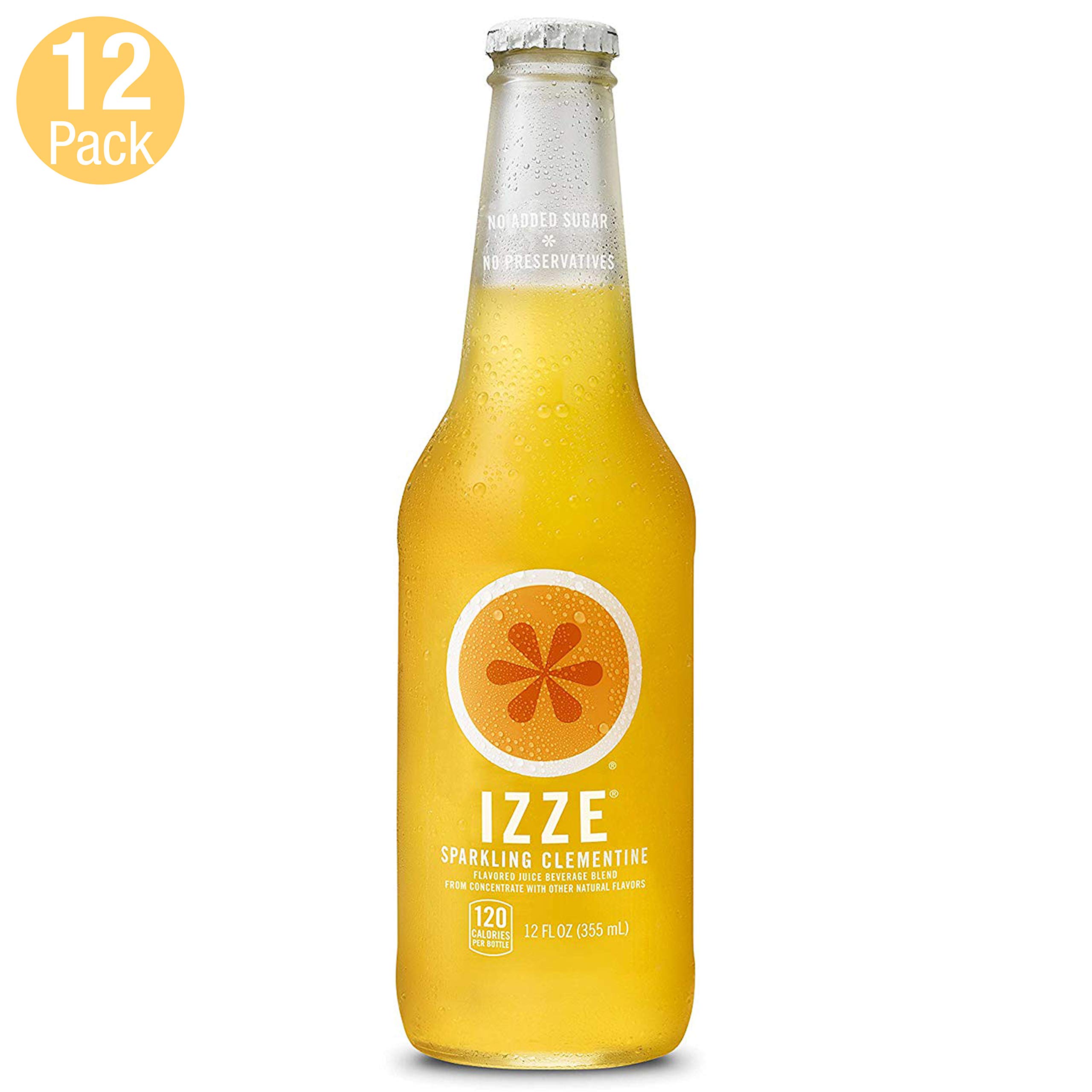 IZZE Sparkling Juice, Clementine, 12 oz Glass Bottles, 12 Count