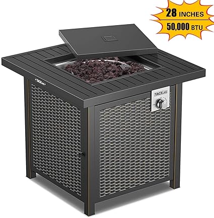 Amazon Com Tacklife Propane Fire Pit Table 28 Inches Gas Fire