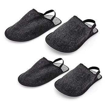 ONVAYA® Handwerkerpantoffel 2er Set mit Gummiband im Beutel | ABS-Sohle | Museumpantoffel | Überschuh | Gästepantoffel | Schl