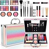 Makeup Kit for Teen Girls, Complete Cosmetic Set with Eyeshadow Palette, Lipstick, Blush, Lip Gloss, Brushes, Gifts for Christmas Thanksgiving