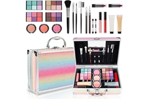 Makeup Kit for Teen Girls, Complete Cosmetic Set with Eyeshadow Palette, Lipstick, Blush, Lip Gloss, Brushes, Gifts for Christmas Thanksgiving
