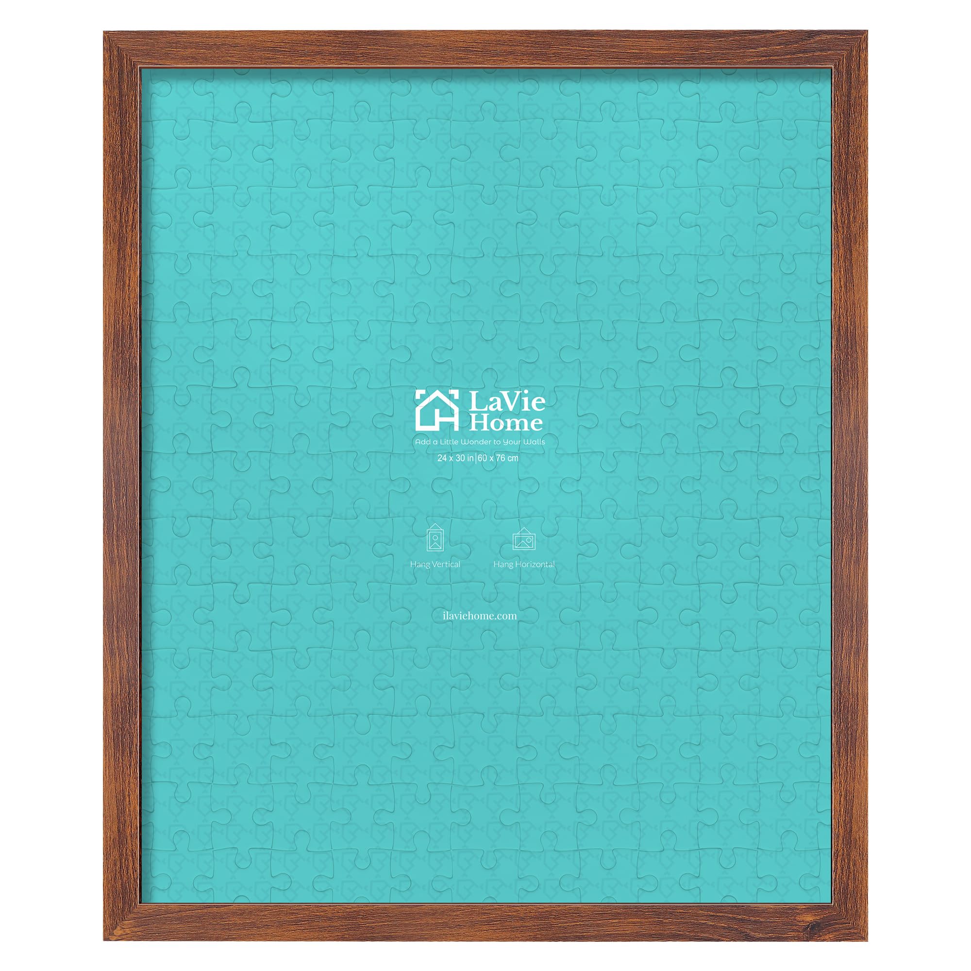 LaVie Home 24x30 Picture Frame Brown, Puzzles Frame for Wall Decoration, Classic Brown Minimalist Style Suitable for Decorating Houses, Offices, Hotels, Puzzles Posters Photos or Artwork（1 Pack） Image