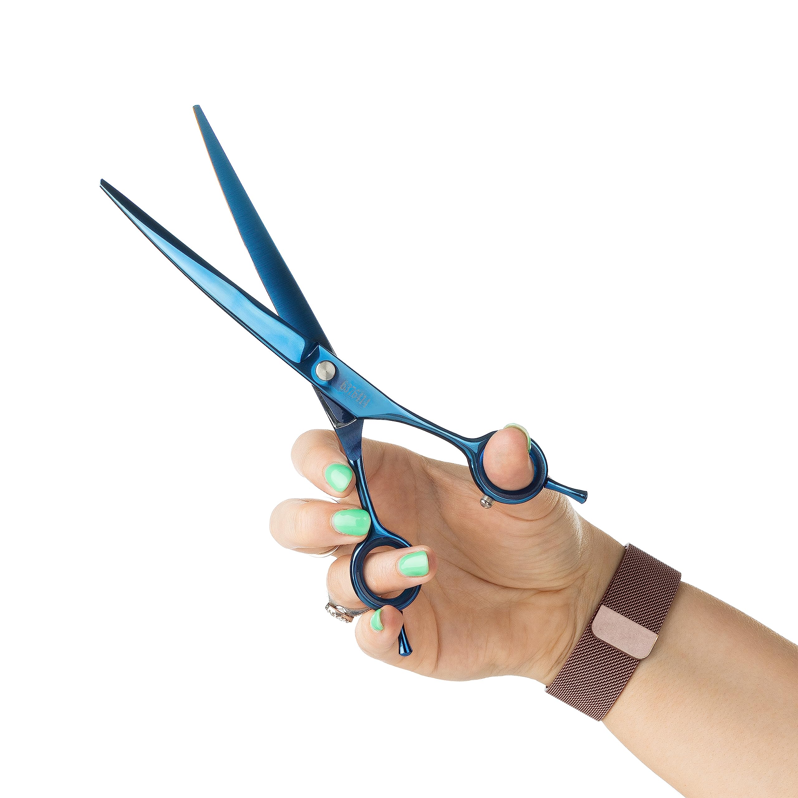 Mikki Doodle, Dog, Puppy Curved Coat Trimming & Shaping Scissors, Sharp & Durable Semi-Convex Blade, Blunted Safety Tips, Adjustable Tension Screw for Control and Precision, 19cm (7.5”)