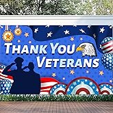 Veterans Day Banner - Thank You Veterans Background Backdrop for Photography & Party Decorations