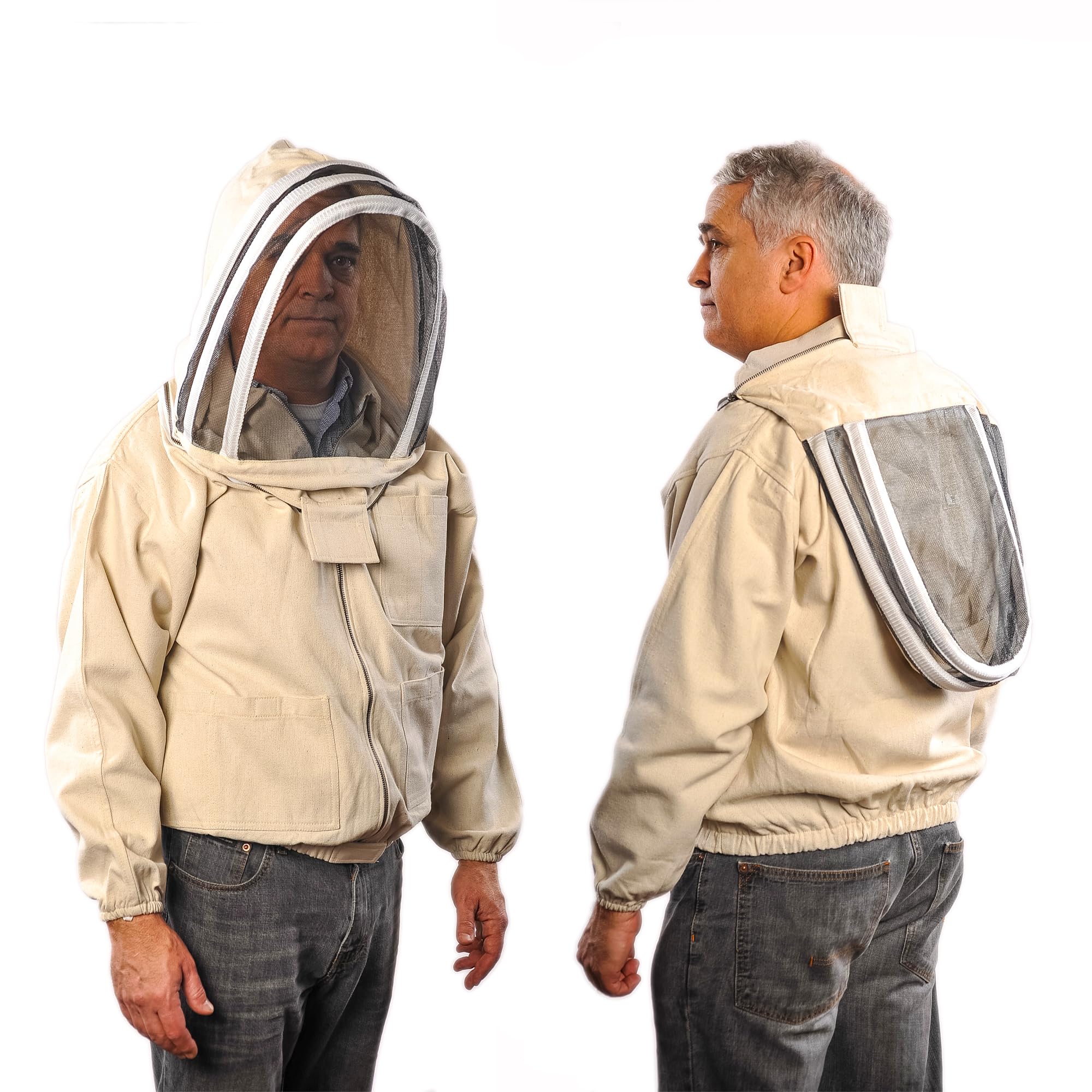 FOREST BEEKEEPING SUPPLY YKK Brass Zippers Cotton Fencing Hood Jacket for Beekeeper, Large