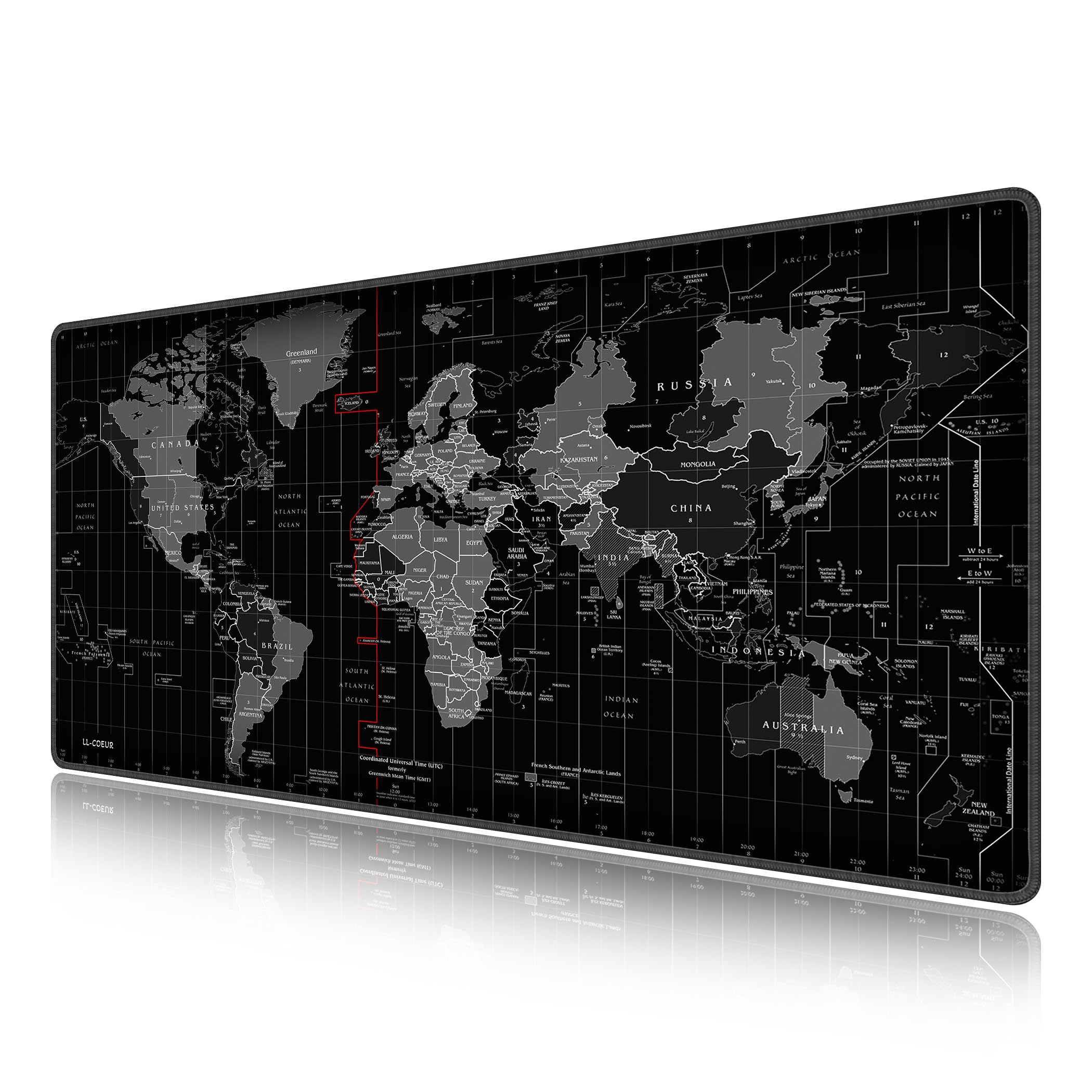 LL-COEUR XXL Computer Laptop Mouse Pad Gaming Play Mat World Map Office Desk Mat (1000 x 500 x 2 mm)