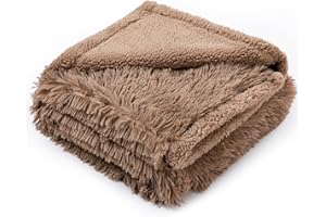 MAIDEWOW Calming Pet Blankets for Cats Fluffy Long Faux Fur Dogs Blanket for Couch Covers Waterproof Soft and Cozy Pets Cover on Sofa and beds Protective(Brown,S-40x28in)