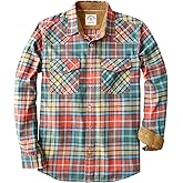 Dubinik® Flannel Shirt for Men Western Mens Pearl Snap Shirts Long Sleeve Casual Cozy Vintage Cowboy Plaid Soft Pure Cotton
