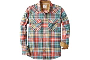 Dubinik® Flannel Shirt for Men Western Mens Pearl Snap Shirts Long Sleeve Casual Cozy Vintage Cowboy Plaid Soft Pure Cotton