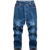 WIYOSHY Boys' Blue Denim Jeans Elastic Waist Cotton Pants for Kids