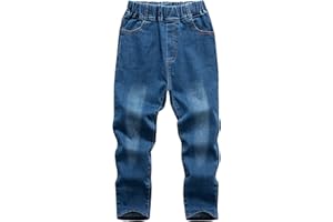 WIYOSHY Boys' Blue Denim Jeans Elastic Waist Cotton Pants for Kids