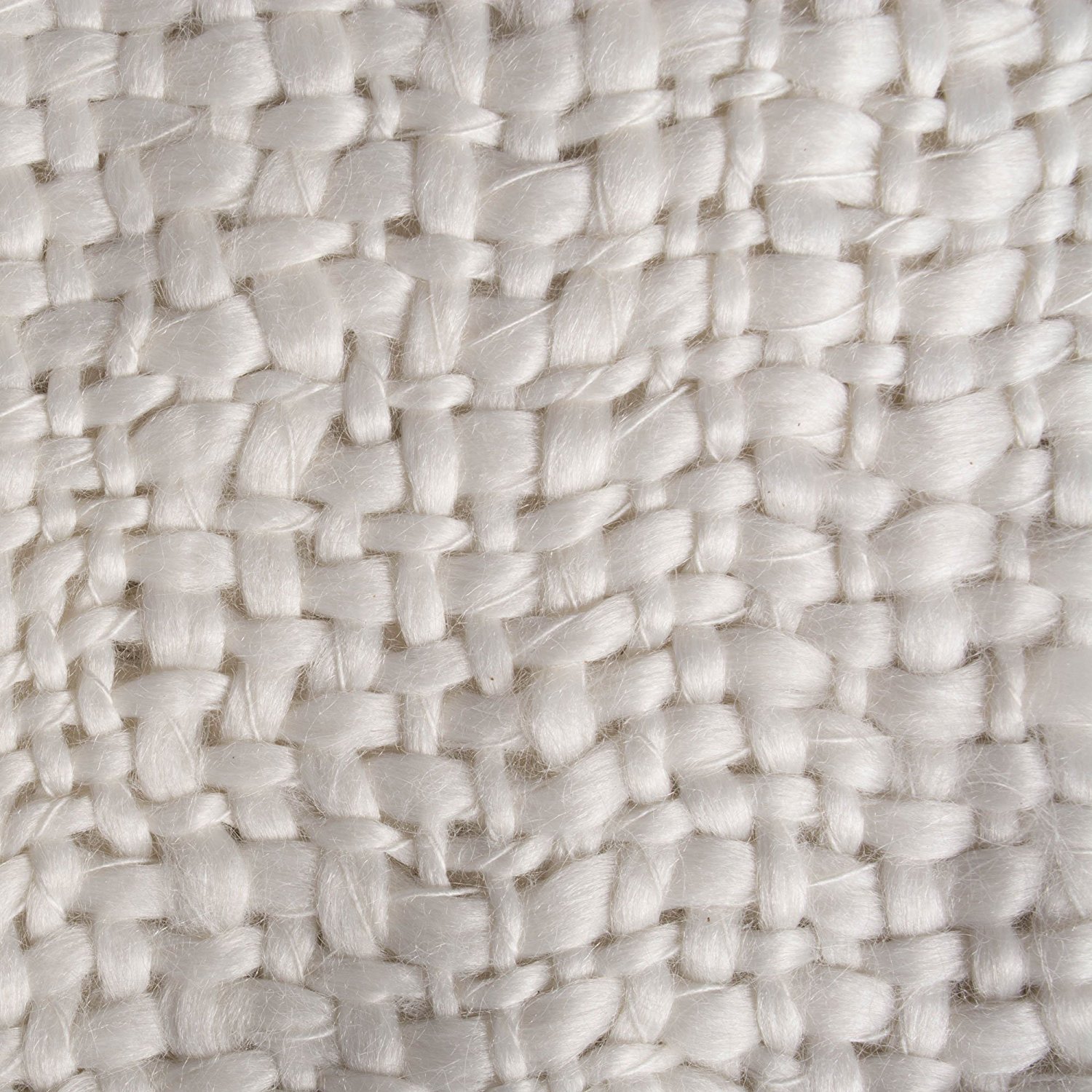 Luxury Chenille Woven Knitted Throw Blanket with Fringe (50x60" Cream