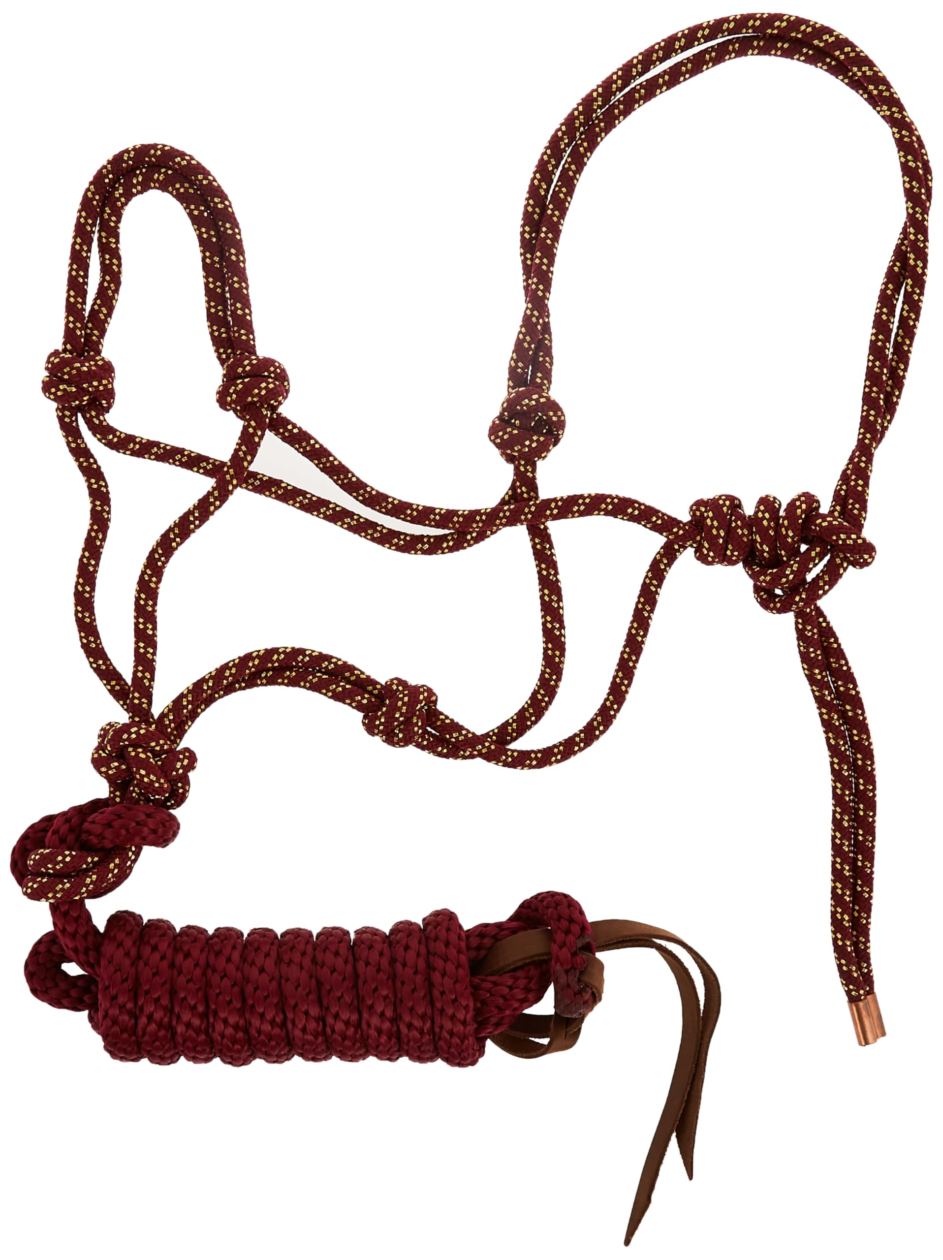 Weaver Leather Diamond Braid Rope Halter and Lead Sangria/Gold, Average Horse