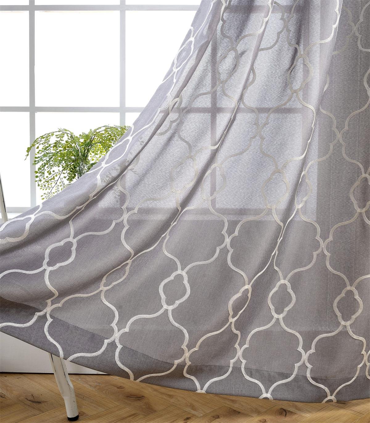 Best sheer living room 3 panel curtains