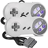iNNEXT 2 Pack Wired SNES Gamepad, SNES Controller Fully Compatible with Original SNES/SFC - [Plug and Play] (Gray/Purple)