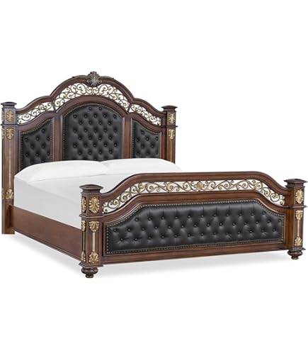 Amazon.com: ACME Furniture Queen Bed, Velvet and Antique