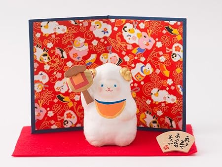 Amazon 干支 置物 未 羊 ひつじ 干支飾り 正月飾り 迎春飾り ショップオリジナル 干支の歳立札付き ちぎり和紙 干支柄屏風付 福招き未 正月飾り おもちゃ