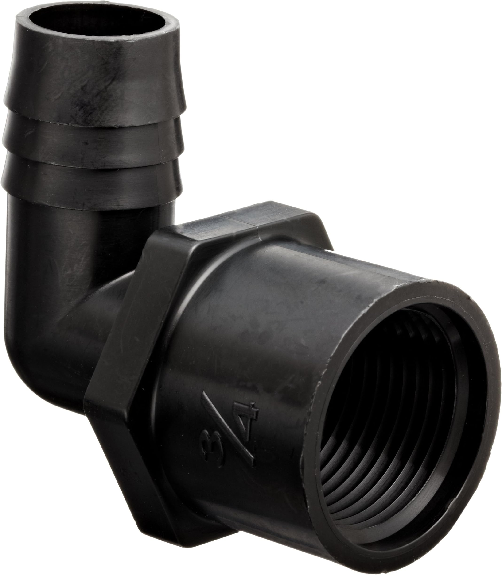 Thogus Polypropylene Tube Fitting, 90 Degree Elbow, Black, 3/8" NPT Female x Barbed (Pack of 10)