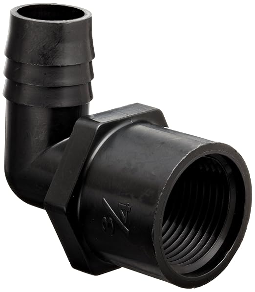 Thogus Polypropylene Tube Fitting, 90 Degree Elbow, Black, 1/8" NPT