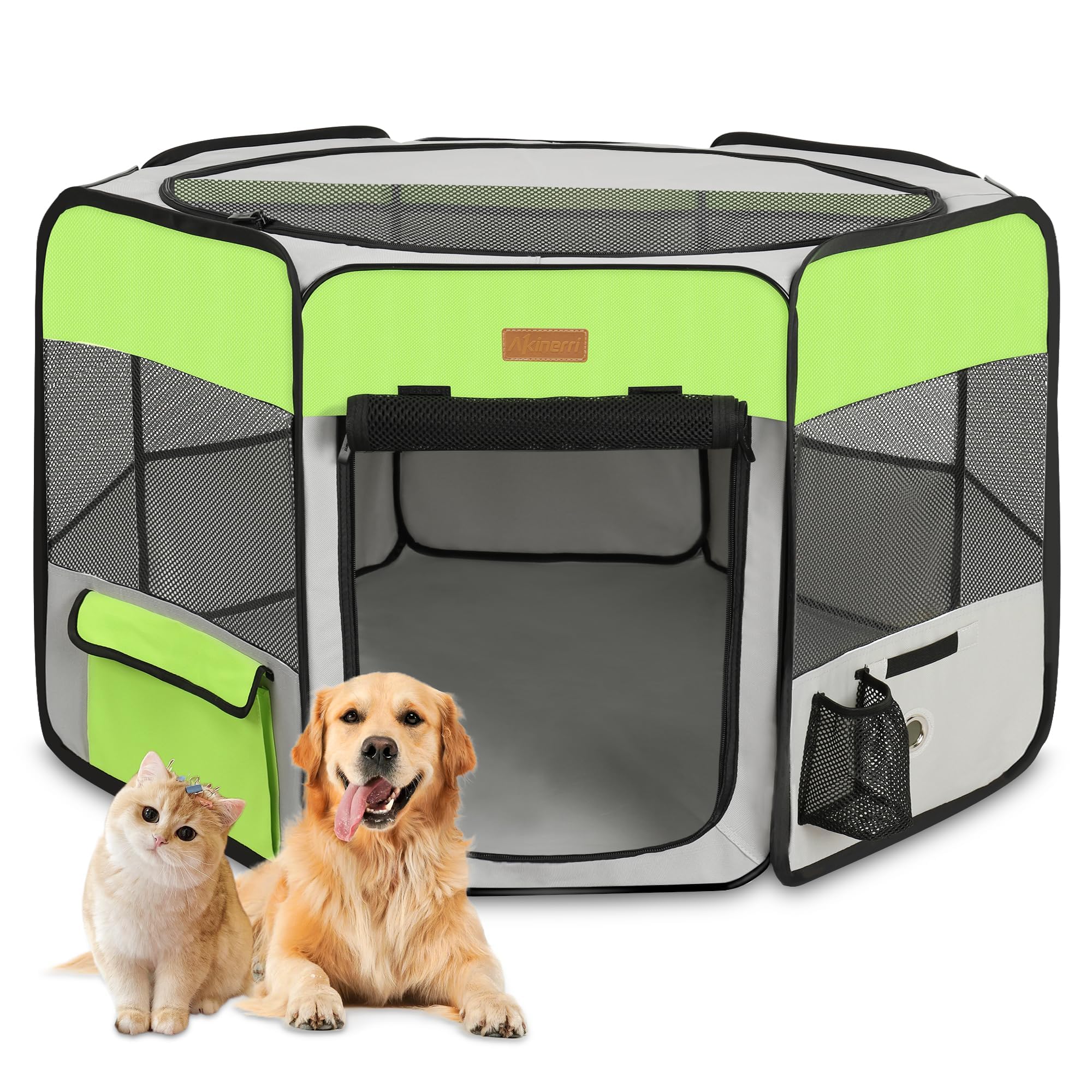 Akinerri Pet Playpen Portable Foldable Playpen for Dog/Cat/Puppy Exercise Kennel Dogs Cats Indoor/Outdoor Removable Mesh Shade Cover — image 1