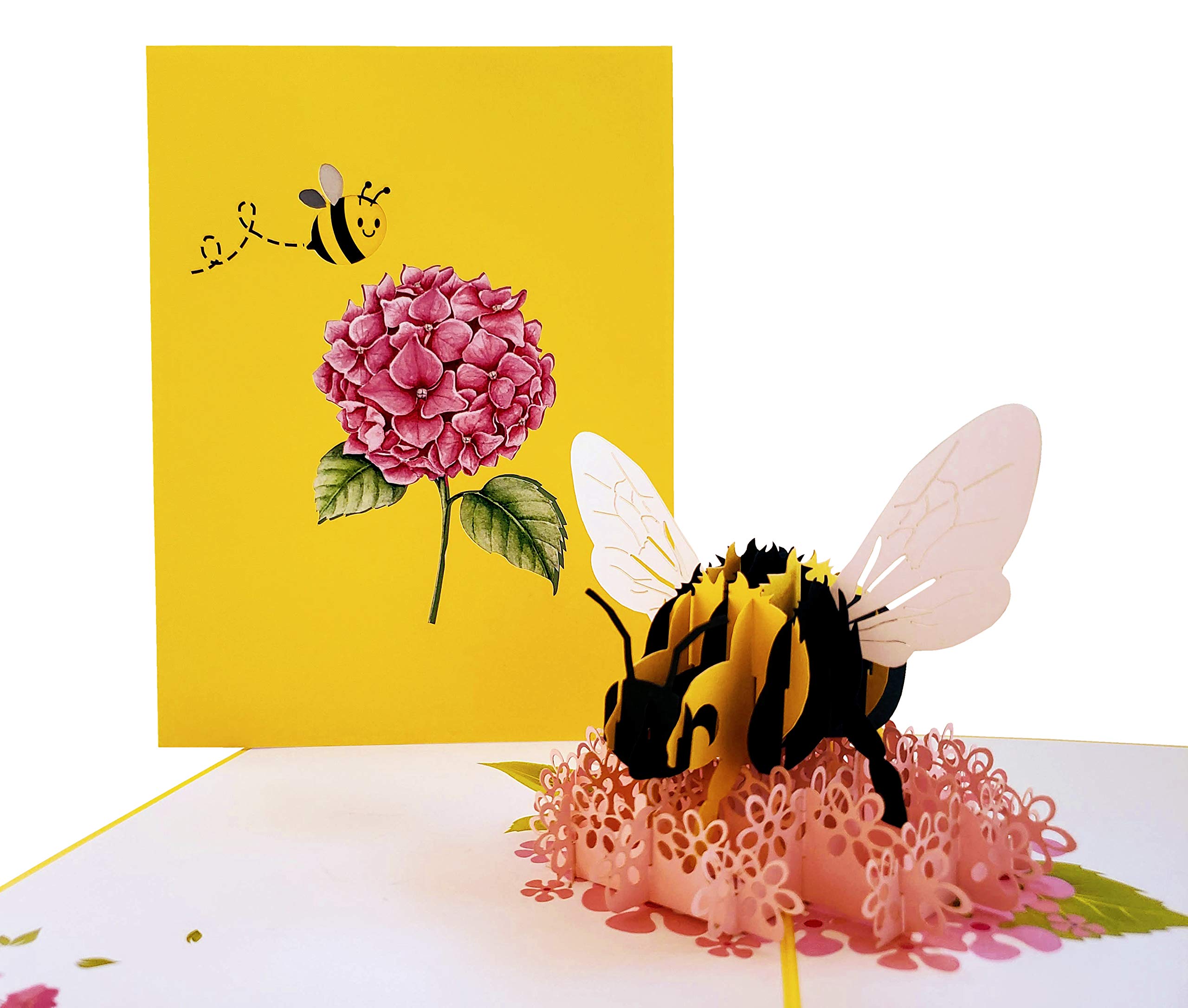 iGifts And Cards Happy Floral Bee 3D Pop Up Greeting Card - Thinking of You, Happy Birthday, Mother's Day, Get Well Soon, Miss You, Congratulations, Love, Cute, Fun
