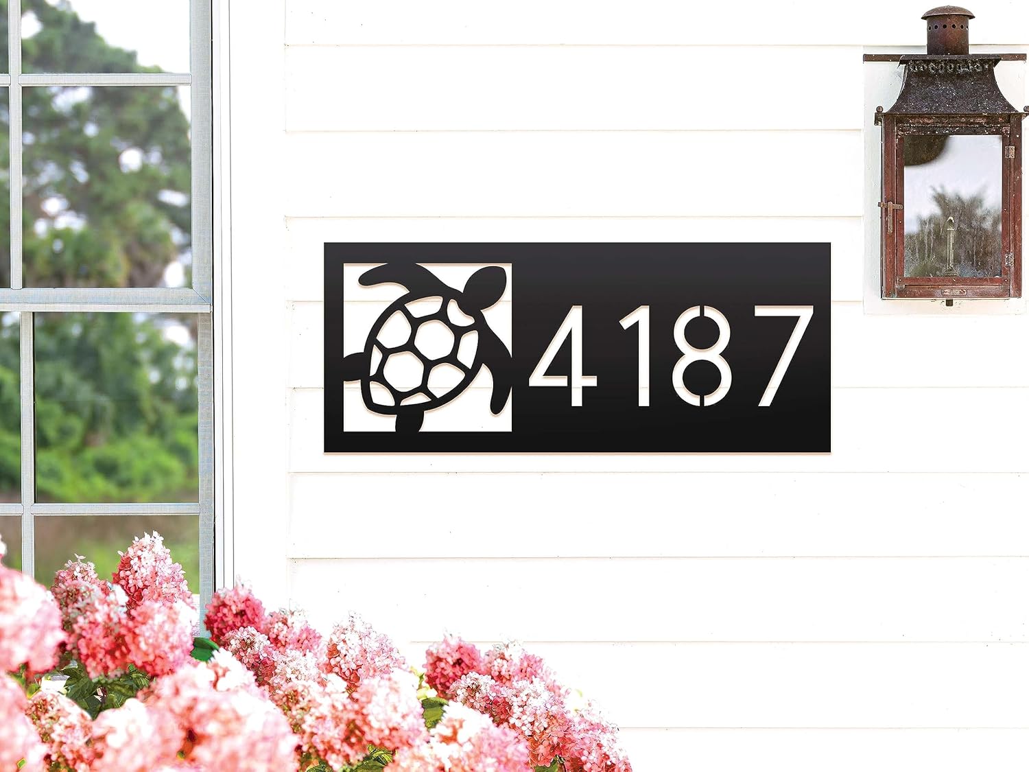 Address Signs - Metal Turtle Address Plate, Custom Address Sign, Metal Address Sign, Metal Sign, Address Door Sign (White)