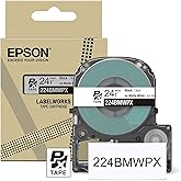 Epson LABELWORKS 224BMWPX Genuine PET (Polyester) Tape Cartridge - Black on Matte White Designer Craft Label Maker Tape - 1" (24MM) Wide, 26'